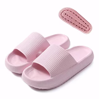 Rosyclo Pillow Slides Slippers, Thick Sole Home Floor Slipper, Non-Slip Quick Drying Message Shower Bathroom Sandals, Super Soft Open Toe EVA Platform Slippers for Women and Men Indoor & Outdoor (Pink, Eur36-37 240mm, numeric_5_point_5)...