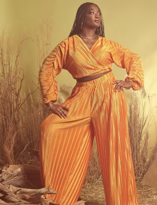 Wide Leg Plisse Pant
