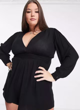 Long Sleeve Plunge Beach Romper