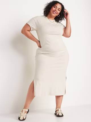 Vintage Midi T-Shirt Shift Dress for Women