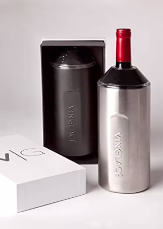 Vinglace Wine Chiller - Portable Insulator Sleeve For Champagne and Wine Bottles - Double Walled Stainless Steel - Perfect Gifts for Wine Lovers (Cool Blue)