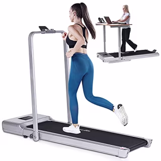2 in 1 Folding Treadmill for Home Use, Doufit 2022 Upgraded TD-01Under Desk Portable Electric Workout Slim Compact Walking Jogging Machine for Small Spaces
