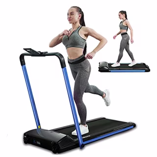 Maksone 2 in 1 Folding Treadmill for Home, Foldable Treadmill, Under Desk Electric Treadmill Walking Jogging Machine with Remote Control, Installation-Free(Blue)