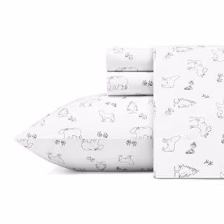 Eddie Bauer Home | Percale Collection Sheet Set-100% Cotton, Crisp &amp; Cool, Lightweight &amp; Moisture-Wicking Bedding, Queen, Animal Tracks