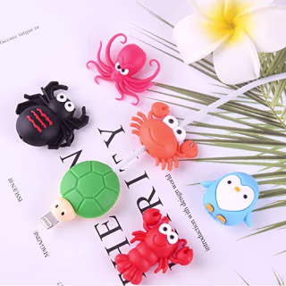 TUPARKA 18 pcs Cable Protector for iPhone,ipad USB Cable, Plastic Cable Protectors Cute Fish Dinosaur Animals Charging Cable Saver, Phone Accessory Protect USB Charger