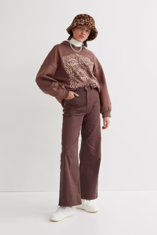H&M Wide-Leg Twill Pants