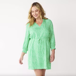 V-Neck Smocked Sleeve Dress