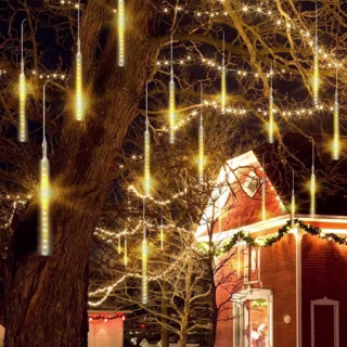 Falling Rain Lights, TSV Meteor Shower Lights Waterproof with 30cm 8 Tubes 144 LED Icicle String Lights for Holiday Party, Wedding, Christmas Decoration