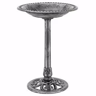 VIVOHOME 28 Inch Height Polyresin Lightweight Antique Outdoor Garden Bird Bath Gray
