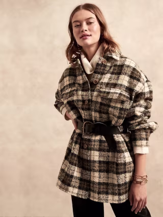 Oversized Italian Boucl? Shirt Jacket
