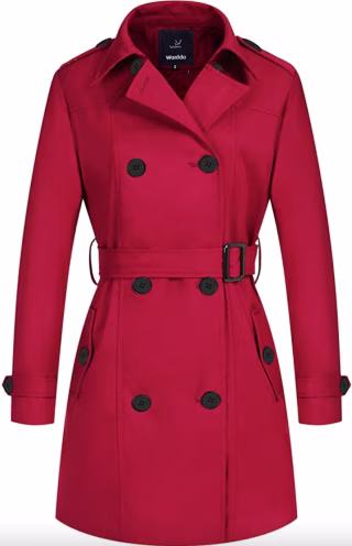 Waterproof Double-Breasted Trench Coat with Belt