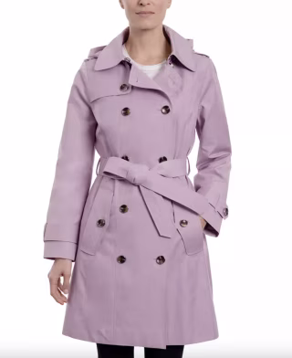 Women's Hooded Double-Breasted Trench Coat
