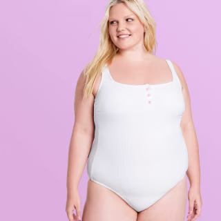 Women's Ribbed Henley One Piece Swimsuit - Stoney Clover Lane x Target White