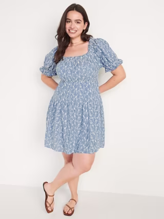 Old Navy Puff-Sleeve Tiered Mini Swing Dress