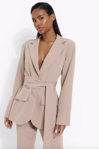 Obi Tie Waist Tailored Blazer