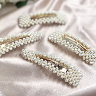 Silver Pearl Snap Clips