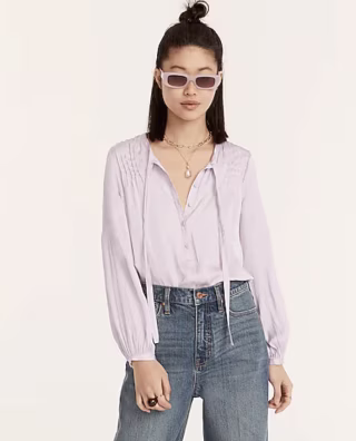 Featherweight Satin Tie-Neck Top
