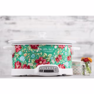 Vintage Floral 7-Quart Programmable Slow Cooker