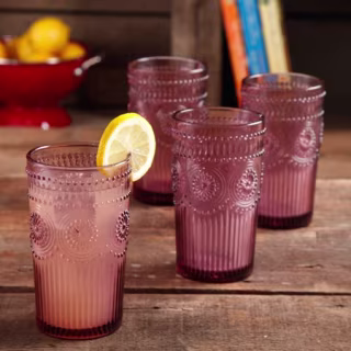 Adeline 16-Ounce Emboss Glass Tumblers (Set of 4)