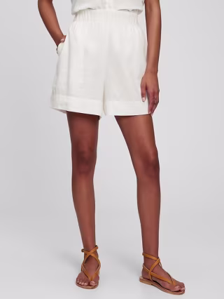 Linen Blend Pull-On Shorts