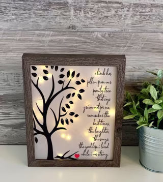A limb has fallen, Sympathy Gift, Memorial Frame, Keepsake, Memory Frame, Bereavement Gift, Sympathy Frame, Memorial Shadow Box,