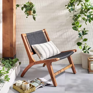 Rope Weave Indoor/Outdoor Wood Accent Chair Black/Brown - Hearth & Hand(TM) with Magnolia