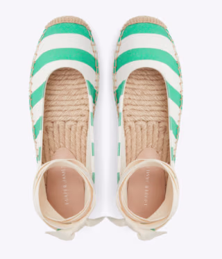 Georgia Espadrilles in Green Awning Stripe