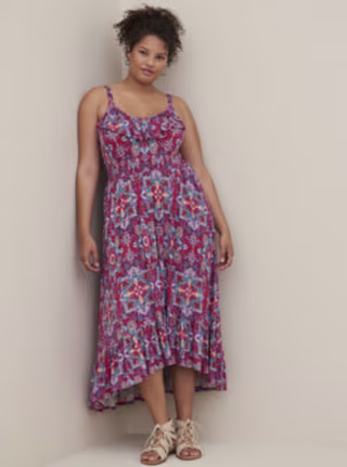 Ruffle Hi-Low Maxi Dress - Jersey Floral