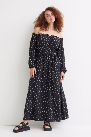 H&M+ Off-the-shoulder Cr?ped Dress
