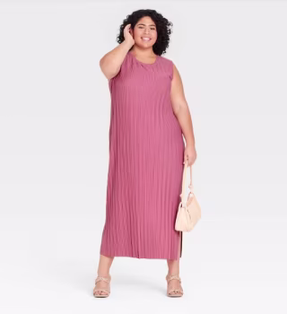 Women's Sleeveless Plisse Knit Dress