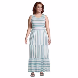Plus Size Lands' End Sleeveless Tiered Maxi Dress