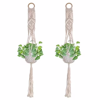 Plant Hanger, 2 Pack Hanging Plant Hangers Handmade Cotton Rope of Home Decoration Plant Hangers for Hanging Flower Pot Racks to Decorate Indoor and Outdoor Flower Pot Net Pockets