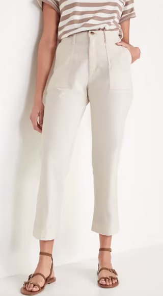 High-Waisted Straight Canvas Workwear Pants