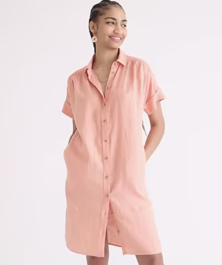 Relaxed-Fit Linen Shirt Dress