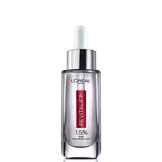 L'Oreal Paris 1.5% Pure Hyaluronic Acid Serum for Face with Vitamin C from Revitalift Derm Intensives for Dewy Looking Skin, Hydrate, Moisturize, Plump Skin, Reduce Wrinkles, Anti Aging Serum, 1 Oz
