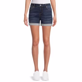 Time and Tru Women's Mid Rise Cuffed 4" Denim Short