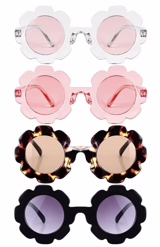 Round Flower Sunglasses (Set of 4)