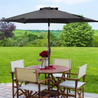 Sonkuki 7.5 ft. Patio Market Crank and Tilt Umbrellas, Table Umbrellas,UV-Resistant Canopy in Black