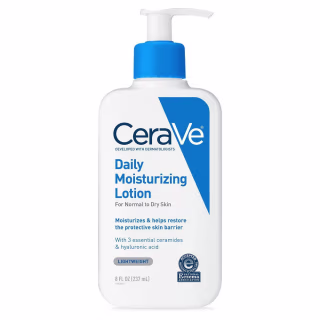 CeraVe Daily Moisturizing Lotion for Normal to Dry Skin with Hyaluronic Acid and Ceramides, Face and Body Moisturizer, Fragrance Free - 8 fl oz