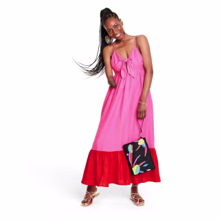 Women's Sleeveless Tie-Front Midi Dress - Tabitha Brown for Target Pink/Red