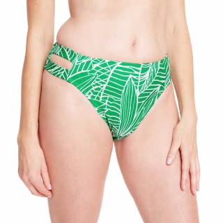 Women's Linear Floral Print Mid Waist Cutout Bikini Bottom - Tabitha Brown for Target Green