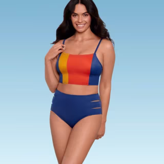 Women's Slimming Control Colorblock Bandeau Bikini Top - Beach Betty by Miracle Brands Orange