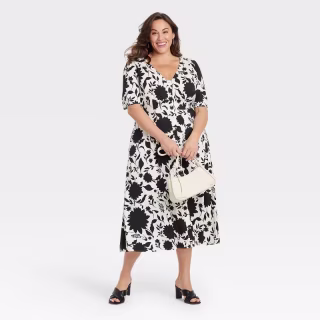 Women's Plus Size Short Sleeve Button-Front Dress - Ava &amp; Viv(TM)