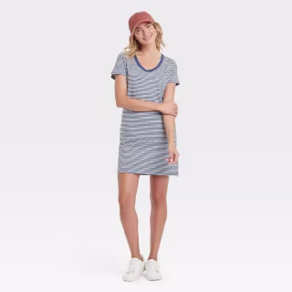 Women's Short Sleeve T-Shirt Dress - Universal Thread(TM) Blue Striped