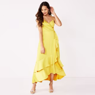 Nine West Strappy Wrap Ruffle Dress