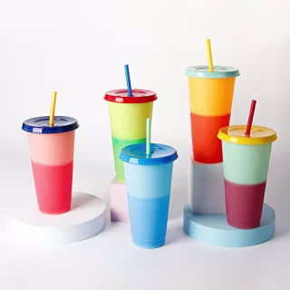 Simpleas Reusable Color Changing Plastic Tumblers