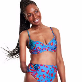 Tabitha Brown Women's Tropical/Leopard Print Underwire Bikini Top