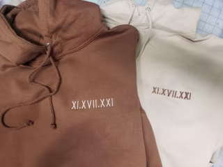 BornInABarnDesign Embroidered Anniversary Date Hoodie