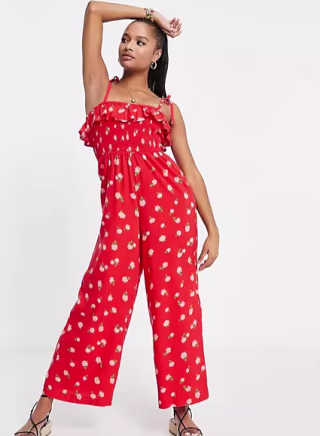 Petite Eco Strappy Shirred Jumpsuit