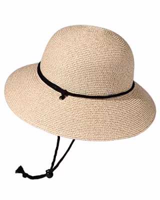 FURTALK Womens Wide Brim Sun Hat with Wind Lanyard UPF Summer Straw Sun Hats for Women